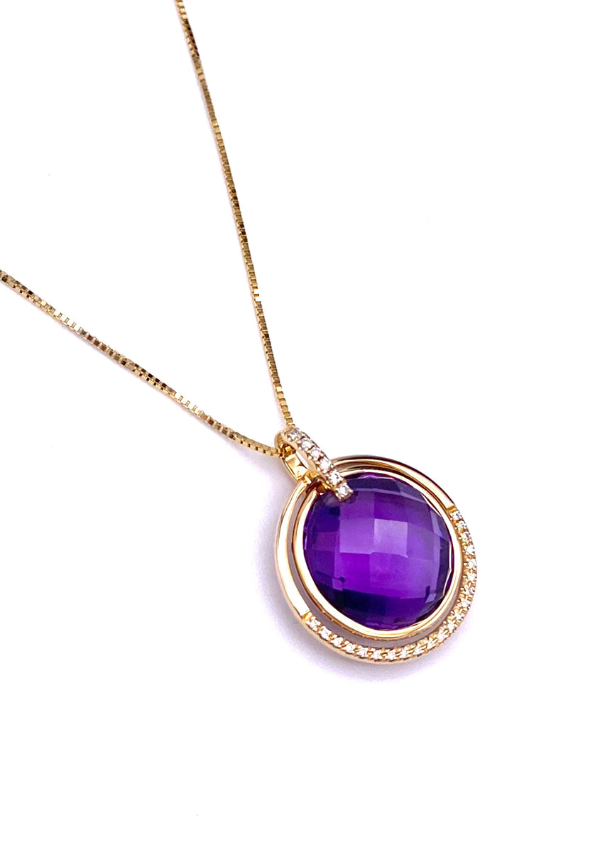 Yellow gold hot sale amethyst necklace