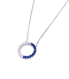 Zeghani Sapphire and Diamond Circle Pendant Necklace F317ZP1341