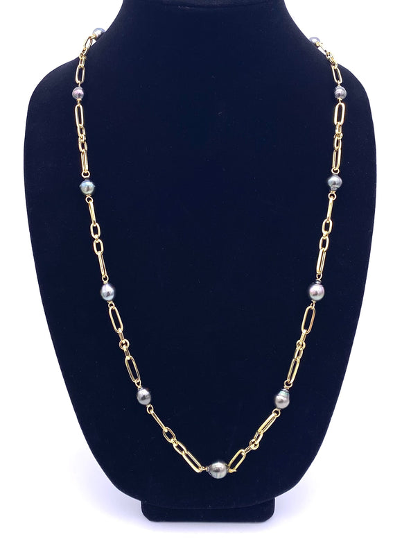 Yellow Gold and Tahitian Pearl Necklace F093PN1620TAHY