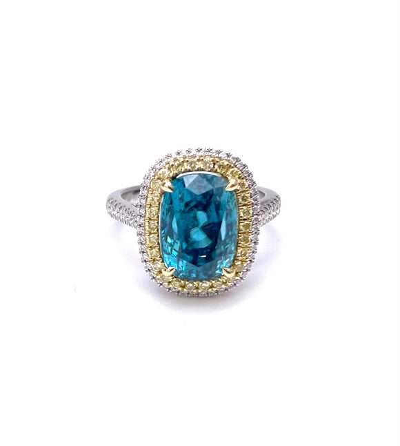 Simon G Blue Zircon and Yellow Diamond Ring C846MR2846