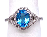 Glamorous Blue Topaz Ring W/ Diamonds C330B321367